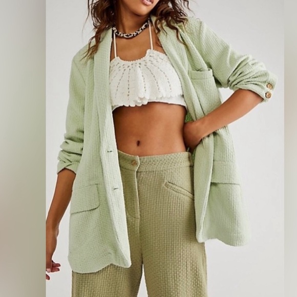 Free People Like A Cloud Blazer Light Green X-Large NWT - Picture 1 of 11